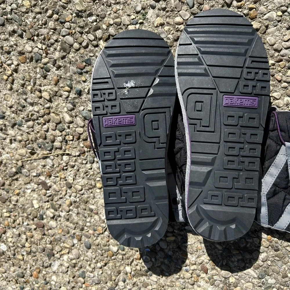 Pakems Quilted‎ Snow Boots Womens Size 6 Black Grey Purple Ripstop Nylon